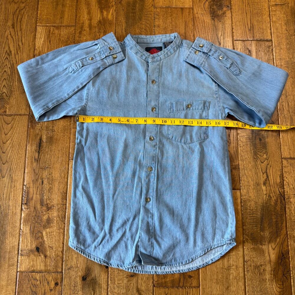 VTG 90s Y2K Santana Denim Boy's Button Down Long Sleeve Shirt Youth Sz 12-14 - Picture 4 of 5
